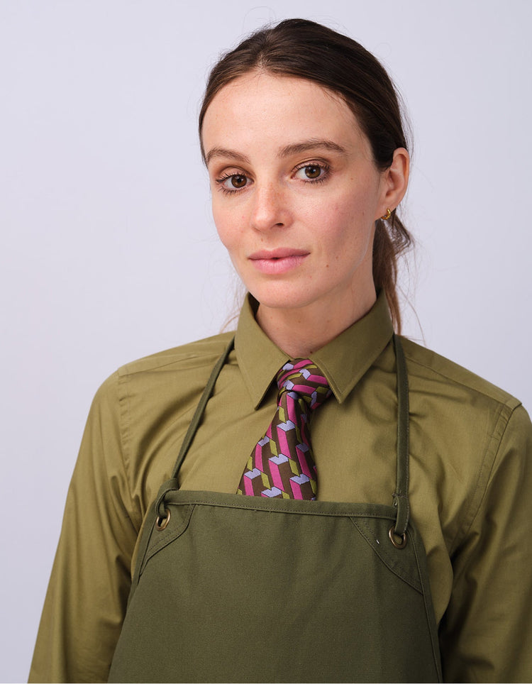 Womens Olive Kent Collar Shirt - Gresham Blake Studios