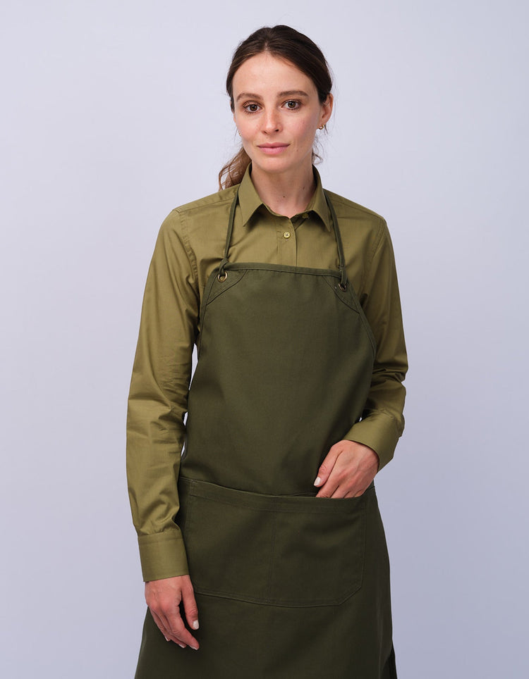 Womens Olive Kent Collar Shirt - Gresham Blake Studios