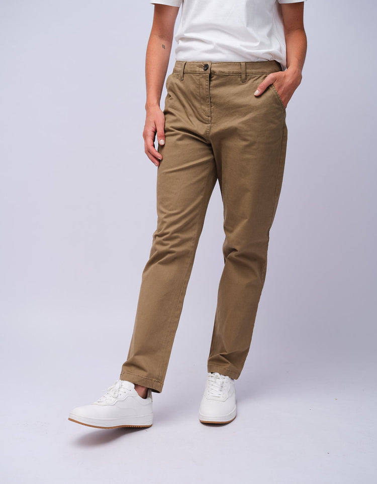Womens Tan Cotton Chino - Gresham Blake Studios