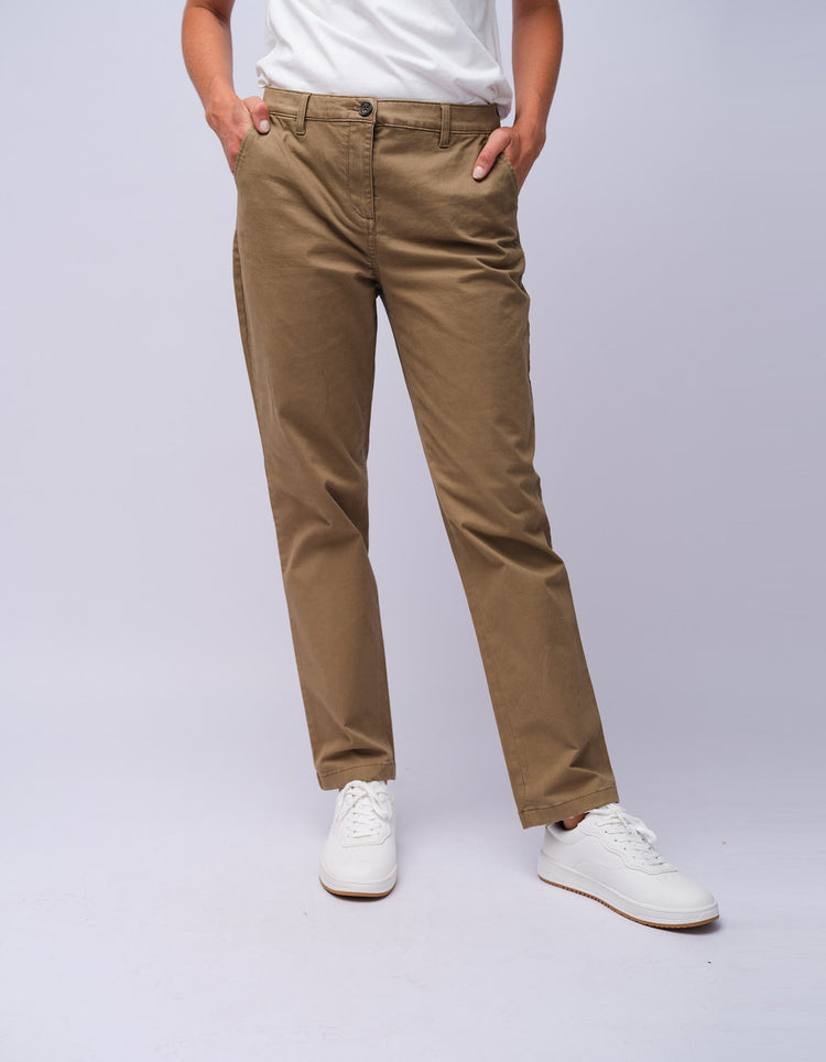 Womens Tan Cotton Chino - Gresham Blake Studios